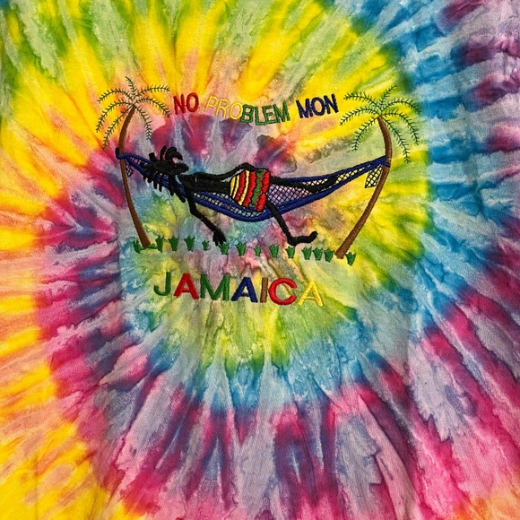 Hanes Multi 100% Cotton Embroidered “Jamaica Beach Landscape” Print Shirt Sz-S - Picture 2 of 5